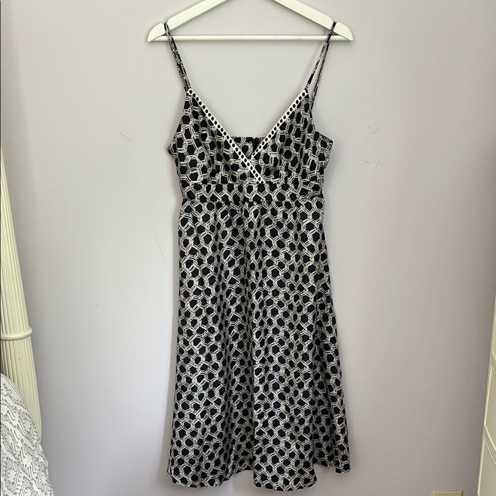 J. Crew Navy & White Silk Dress